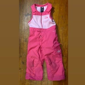Bright Pink Northface bib overall snowpants 2T